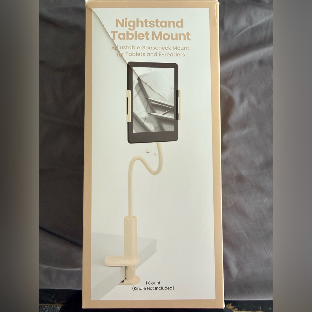 Adjustable Gooseneck Tablet Mount in Cream